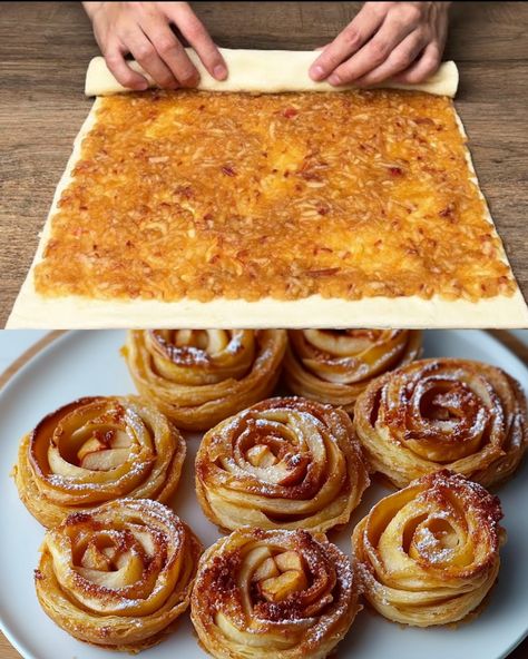 This Cinnamon Apple Puff Pastry recipe is a simple yet elegant dessert that pairs buttery, flaky pastry with sweet, spiced apples. It’s perfect for gatherings, tea time, or just when you’re craving a warm, comforting treat. Total Time Preparation Time: 15 minutes Cooking Time: 20-25 minutes Total Time: 40 minutes Ingredients Puff Pastry: 500 g (store-bought or homemade) Apples: 2 large, peeled, cored, and thinly sliced Sugar: 3 tablespoons Cinnamon: 1 teaspoon Butter: 2 tablespoons, melted Egg: Baked Apple In Puff Pastry, Cooked Apple Slices Recipes, Apple Turnover With Puff Pastry, Puff Pastry Egg Rolls, Vegan Apple Puff Pastry Recipes, Pear Filo Pastry, Apple Turnover Puff Pastry, Apple Breakfast Pastry, Apple Tartan Recipe