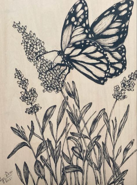 Butterfly On Leaf Drawing, Butterfly On Sunflower Drawing, Butterfly Pen Drawing, Butterfly On Flower Drawing, Butterfly And Flower Drawing, Flower And Butterfly Drawing, Butterfly Drawing Pencil, Pen Sketches Aesthetic, Butterfly Drawings