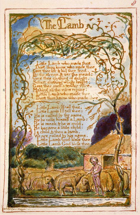 William Blake - The Lamb William Blake Poems, Songs Of Innocence, William Blake, The Lamb, Arte Sketchbook, The Shepherd, Unframed Art, Design Graphique, Bible Journaling