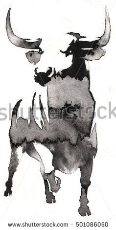 Bull Illustration, Painting With Water, Bull Artwork, Bull Painting, Monochrome Painting, Taurus Bull, Bull Art, Bull Tattoos, Charcoal Art