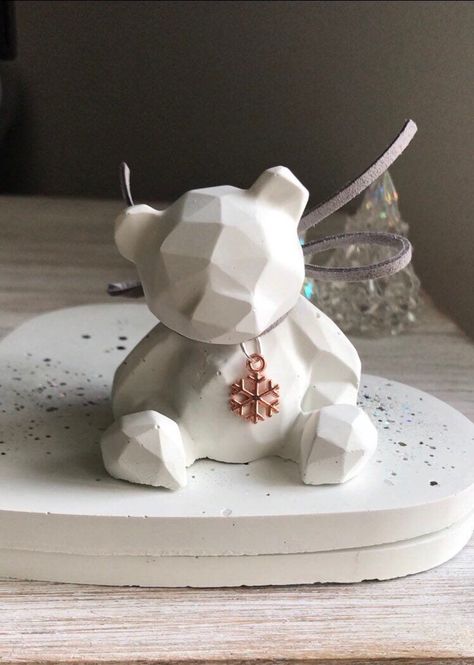 Lotus Cake, Concrete Rose, Christmas Cake Designs, Winter Ornaments, Bear White, Breastmilk Jewelry, Winter Bear, Flower Craft, Portland Cement