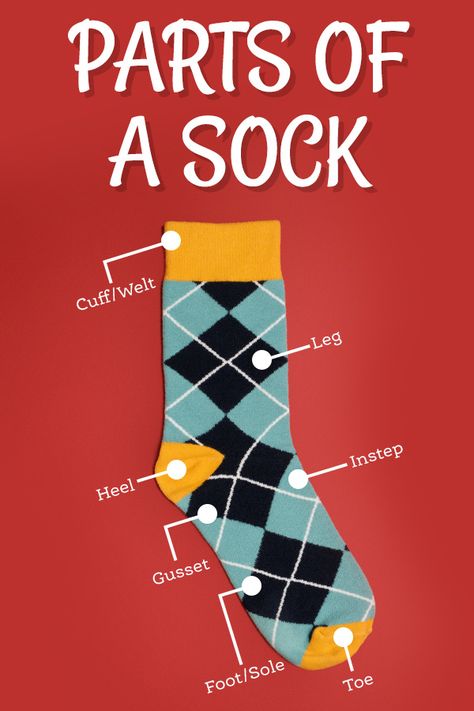 Most socks have the same features that work together to keep your feet warm and comfortable. Find out the different parts of a sock and their functions. Sock Shop Design, Socks Design Ideas, Socks Photography, Socks Ideas, Pin Interest, Woolen Socks, Sock Collection, Sock Design, Socks Packaging