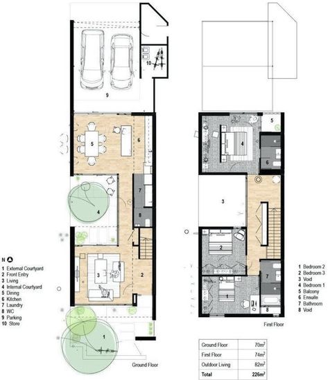 3 Bedroom Villa Floor Plans, 2 Bedroom Villa Floor Plan, Shop House Layout, Tropical House Floor Plan, Tropical Small House, Modern Villa Floor Plan, Tropical House Design Exterior, Narrow House Designs, Modern Tropical House