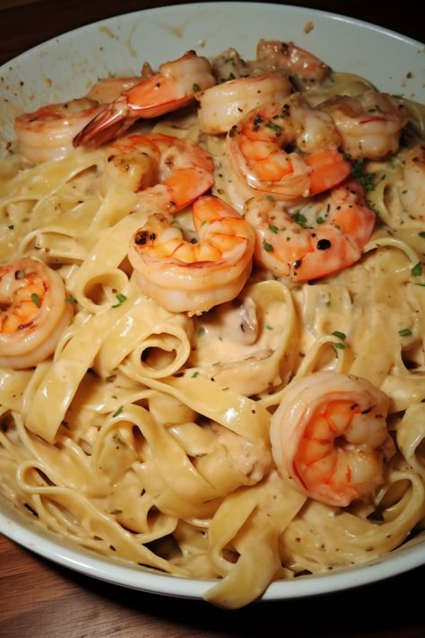 One Pot Shrimp Alfredo, Fettuccine With Shrimp, Shrimp Fettuccine Alfredo Recipe, One Pan Shrimp Fettuccine Alfredo, Frozen Pre Cooked Shrimp Recipes, Shrimp Linguine Alfredo, Fetuccini Alfredo, Shrimp Pasta Recipes Easy, Shrimp Fettuccine Alfredo