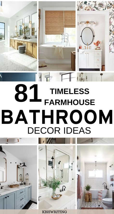 80 Timeless Farmhouse Bathroom Decor Ideas Vintage White Bathroom Ideas, Elegant Farmhouse Bathroom, Farmhouse Bathroom Paint Ideas, Vintage Farmhouse Bathroom Ideas, Modern Farmhouse Bathroom Decor Ideas, Farmhouse Bathroom Color Ideas, French Country Bathroom Decor Ideas, Guest Bathroom Ideas Farmhouse, Traditional Farmhouse Bathroom