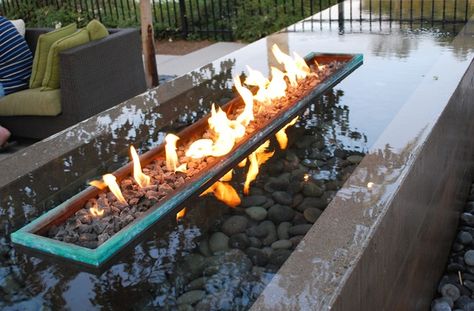 water features Garden Water Features, Outdoor Fire Pit Designs, Fire And Water, Easy Landscaping, Garden Water, Water Features In The Garden, Backyard Pool Designs, Fire Features, Fountains Outdoor