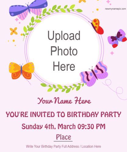 Online Easy To Create Happy Birthday Party Invitation Photo Card Download Template Just Second Free Customized Name, Place, Invited Person Name, Party Time And Date Printable Latest Birthday Celebration New Invitation Pictures Editable Or Share. Birthday Invitation Template Free Editable, Birthday Invitation Card Online, Free Party Invitations, Birthday Greeting Message, Happy Birthday Invitation Card, Birthday Card Template Free, Birthday Party Invitation Wording, Editable Birthday Cards, Birthday Card With Photo