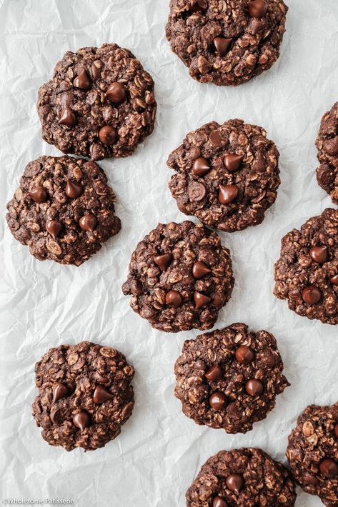 Chocolate Oat Cookies, Oat Cookie Recipe, Dark Chocolate Chip Cookies, Biscuits Diététiques, Chocolate Oatmeal Cookies, Double Chocolate Chip Cookies, Chocolate Oats, Healthy Cookie Recipes, Chocolate Oatmeal