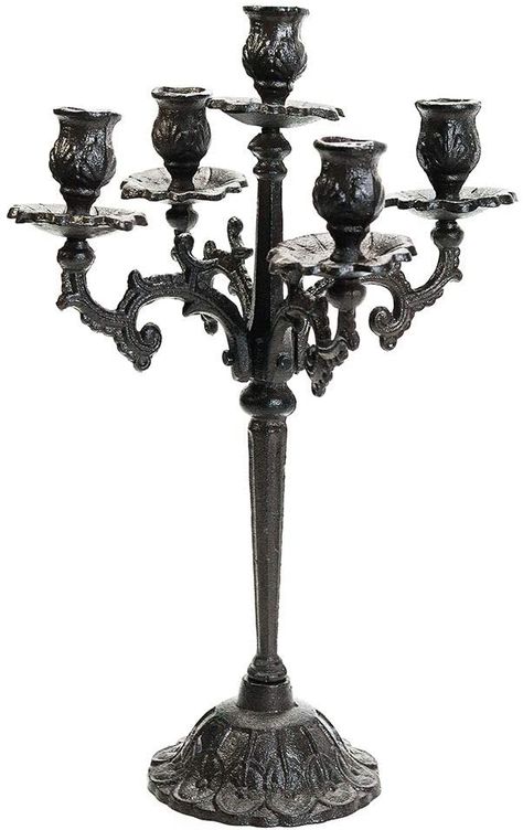 AmazonSmile: Sungmor Heavy Duty Cast Iron Candlestick Holders - Handcrafted Vintage Candelabra - 43CM/27Inch Tall & 5 Arms Candle Holders - Decorative Pillar Candle Stand for Christmas Birthday Wedding Home Party: Kitchen & Dining Pillar Candle Stand, Pillar Candle Decor, Cast Iron Candle Holder, Decorative Pillars, Pretty Candle, Tall Candle Holders, Iron Candlesticks, Elegant Candles, Iron Candle Holder