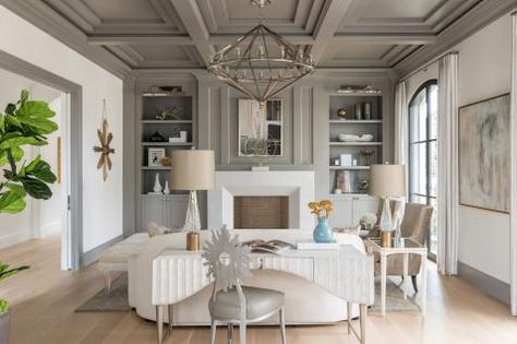 Coastal Cottage Living Room, Coffered Ceiling Design, Bent Creek, Color Palette Living Room, Art Deco Living Room, Cottage Living Rooms, Living Room Update, Simple Living Room, Transitional Living Rooms