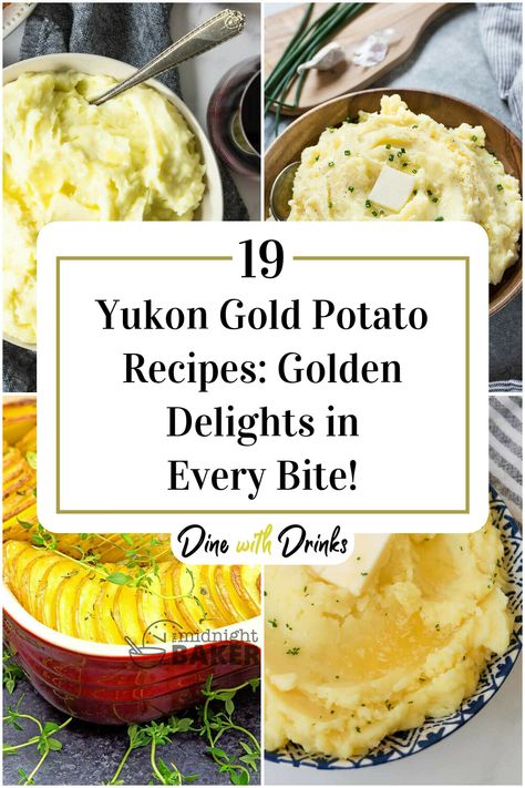 Collage of 4 yukon gold potato recipes. Yukon Gold Potato Side Dishes, What To Make With Yukon Gold Potatoes, Gold Potato Side Dishes, Idaho Gold Potato Recipe, Yellow Yukon Potatoes Recipes, Recipes With Yukon Gold Potatoes, Yellow Gold Potatoes Recipes, Golden Yukon Potatoes Recipes, Easy Yukon Gold Potato Recipes