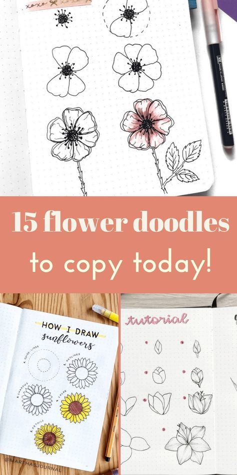 How to doodle flowers step by step - the ultimate guide for beginners| bujo flower easy doodle #bujo #bulletjournal #howtodoodle #flowerdooodles How To Doodle Flowers Step By Step, Cute Doodle Art Flower, Small Flower Drawing Simple, Flower Sketches Simple Step By Step, Easy Spring Doodles, Flower Doodles Easy Step By Step, Doodle Flowers Step By Step, How To Draw Flowers Step By Step Easy, How To Draw Flowers Step By Step Simple