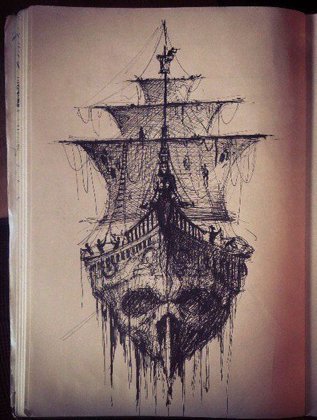 Pirate Ship Tattoo, Pirate Tattoo, Theme Tattoo, Nautical Tattoo, Geniale Tattoos, Ship Tattoo, Ship Drawing, Celtic Tattoos, Tattoo Life