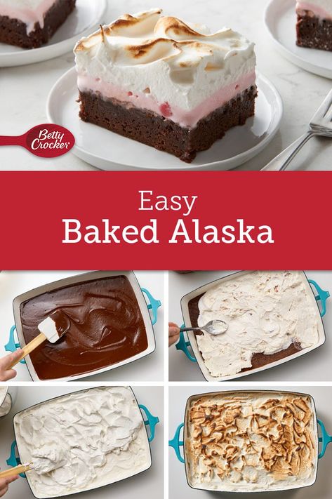 Baked Alaska Cake Recipe, Easy Baked Alaska Recipe, Easy Baked Alaska, Alaskan Desserts, Preachers Cake, Alaska Dessert, Ice Cream Dessert Recipes, Baked Alaska Recipe, Alaska Recipes