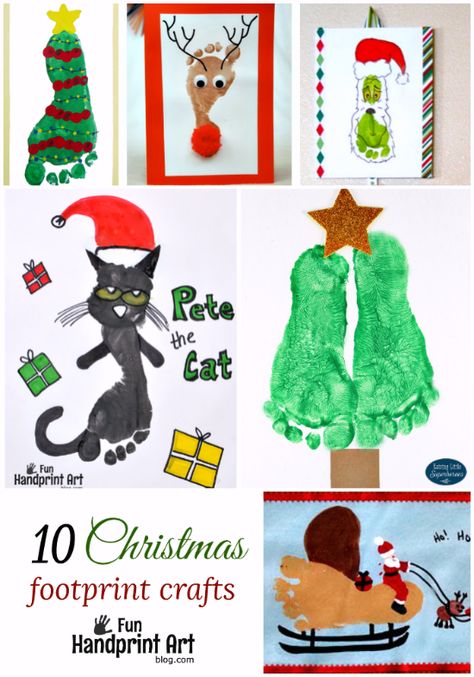 10 Creative Footprint Christmas Crafts for kids featured on funhandprintartblog.com Footprint Christmas Crafts, Christmas Footprint Crafts, Girls Crafts, Footprint Craft, Christmas Card Ideas, Footprint Crafts, Christmas Crafts For Kids To Make, Hand Prints, Fun Christmas Crafts