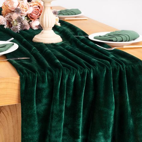 PRICES MAY VARY. Size: 20 x 120 Inches Material: High Quality Velvet. Very soft, smoonth and wrinkle resistant. Features: The edges are carefully stitched. This velvet table runner is suitable for any home dining table or banquet tables, giving you a sense of noble, elegant and luxurious touch. Occactions: This velvet table runner is perfect for Christmas, Thanksgiving, wedding, bridal and baby shower, birthday party, banquets or daily decorations. It can also be used as arch drapes, backdrop, b Green Velvet Table Runner, Velvet Runner, Velvet Table Runner, Velvet Table, Green Table Runner, Wedding Runner, Thanksgiving Wedding, Emerald Green Velvet, Christmas Dining Table