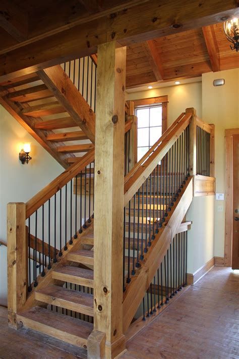 Best 5 Rustic Stairs Ideas Loft #stairs #stairsdesign #design #ideas Craftsman Staircase, Cabin Stairs, Loft Railing, Log Home Interior, Rustic Staircase, Rustic Stairs, Interior Railings, Escalier Design, Stairway Design