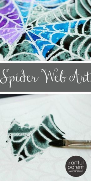 Art Plastique Halloween, Spider Web Art, Kids Halloween Crafts, Moon Spider, Watercolor Resist, Lasso The Moon, Halloween Kunst, Halloween Preschool, Project For Kids