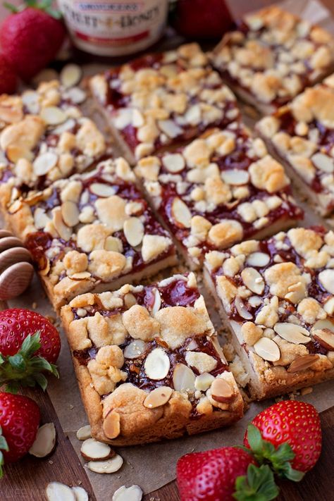 Strawberry Almond Shortbread Bars Recipe Almond Shortbread Bars, Homemade Toaster Strudel, Shortbread Bars Recipes, Life Made Simple, Traditional Christmas Cookies, Almond Shortbread, Strawberry Almond, Almond Bars, Shortbread Bars