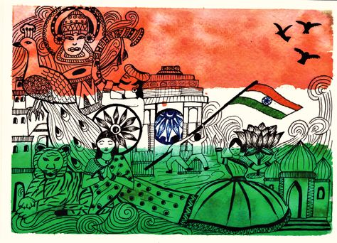 Unity in diversity... Beauty of India Incredible India Drawing Competition, 75 Azadi Ka Amrit Mahotsav Drawing, 75th Independence Day India Drawing, Azadi Ka Amrit Mahotsav Drawing Painting, Azadi Ka Amrit Mahotsav Poster Drawing, Azadi Ka Amrit Mahotsav Painting, Incredible India Posters Art, 75th Independence Day Drawing, Unity Art Drawings