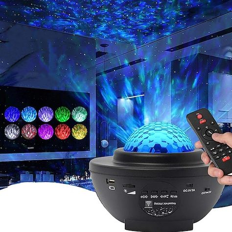 Accessories Included:Remote Control,English Manual; Quantity:1 set; Light Color:RGBWhite; LED Beads Quantity:2; Voltage (V):5; Initial Lumens:3000 6500; Wattage:6; Type:Smart Lights,LED Stage Light / Spot Light; Light Direction:Uplight; Primary Application:Home / Office,Stage,Commercial,Living Room / Dining Room; Certification:CE Certified; Control Mode:MP3,Bluetooth,Remote Control,Auto,Sound-Activated; Features:Creative,Remote Control / RC,Bluetooth Speaker,Cool,Dimmable; Net Weight:0.56; Lis Cheap Projectors, Nordic Lighting, Led Stage Lights, Galaxy Projector, Cool Bluetooth Speakers, Galaxy Lights, Star Night Light, Music Speakers, Smart Lights