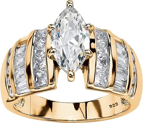 Platinum-Plated Sor Yellow Gold-Plated Sterling Silver Marquise Cut Cubic Zirconia Channel Set Engagement Ring Size 8 | Amazon.com Marquise Engagement Rings, Channel Set Engagement Ring, Engagement Rings Channel Set, Silver Engagement Ring, Marquise Ring, Engagement Rings Marquise, Engagement Ring Sizes, Silver Engagement Rings, Channel Set