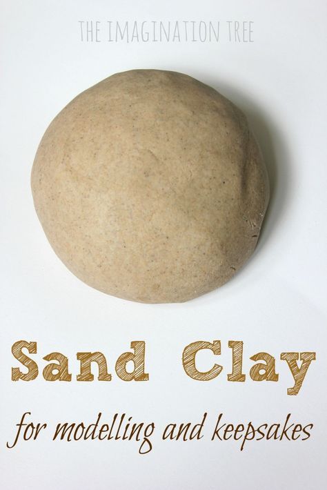 Sand Clay Crafts, Diy Pottery Clay Recipe, Sand Clay Recipe, Clay Dough Recipe, Paper Clay Recipe, Homemade Sand, Seniors Crafts, Modeling Clay Recipe, Beach Art Diy