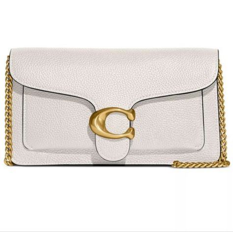 Adding Refinement To Any Look, The Polished Pebble Leather Tabby Chain Clutch By Coach Is The Perfect Way To Elevate Your Style. Mini Sized Bag; 7-3/4"W X 5-1/4"H X 1-1/4"D 21-1/2"L Removable Chain Strap Snap Closure Gold-Tone Hardware & Exterior Slip Pocket Interior Zip & Slip Pockets & 8 Card Slots Leather; Lining: Fabric Professional Leather Clean Tabby Chain Clutch, Coach Tabby, Coach Clutch, Structured Bag, Polished Pebble, Handbag Heaven, Leather Clutch Bags, Leather Chain, Leather Clutch