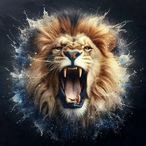 Explosive Lion Roar - Gareth Parkes Splash Art Background, Fantasy Cats, The Veldt, Lion Roar, Animal Action, Dog Pen, Wildest Fantasy, Roaring Lion, Support Dog