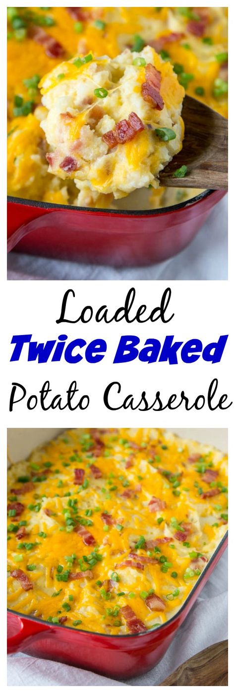 Twice Baked Potato Casserole, Twice Baked Potato, Cheesy Potato Casserole, Twice Baked Potatoes Casserole, Baked Potato Casserole, Cheesy Potato, Potatoe Casserole Recipes, Garlic Cheese, Twice Baked