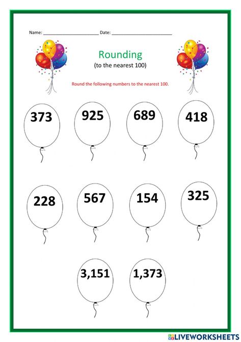 Round Off To The Nearest 10, Rounding To The Nearest 10 And 100, Rounding Numbers, Amber Hair, Time To The Hour, Three Digit Numbers, Maths Worksheets, Sixth Grade Math, Math Interactive