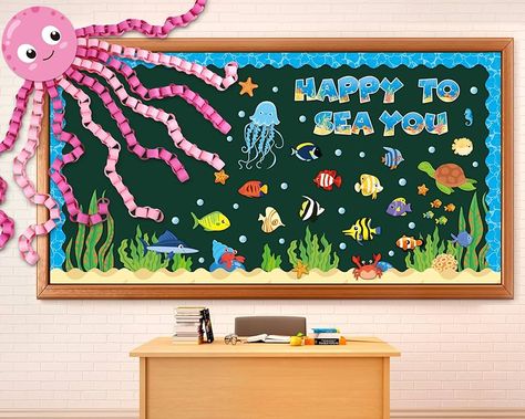 Animal Bulletin Board, Planets Preschool, Sea Bulletin Board, Ocean Bulletin Board, Sea Ideas, Daycare Themes, Board Classroom, Birthday Bulletin Boards, Birthday Bulletin