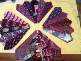 A blog about sewing, crafting, tatting, embroidery, and smocking. Ties From Loved Ones, Table Runner Made From Ties, Necktie Table Centerpiece, Blanket Made From Mens Ties, Quilt Made From Ties, Neck Ties Crafts, Necktie Table Topper Pattern, Tie Table Topper, Necktie Ornaments