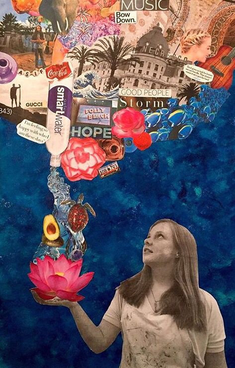 Self Esteem Collage, Art With Magazines Collage, Types Of Collage Art, Collage Creative Ideas, Collage Artwork Paper, Collage Project Ideas Student, Personality Collage Ideas, Collage Projects High School, Photo Collage On Paper