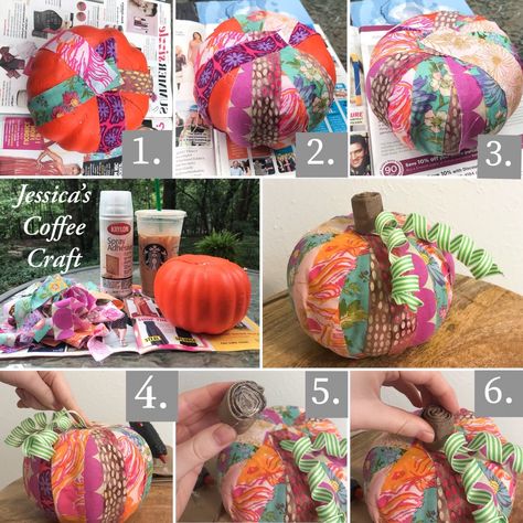 Scrap Fabric Pumpkins, Rag Strip Pumpkin Diy, Fabric Covered Pumpkins, Rag Strip Pumpkin, Twisted Fabric Pumpkins, How To Make Fabric Pumpkins, Doodle Dangles, Pumpkin Fabric Crafts, Decoupage Pumpkins