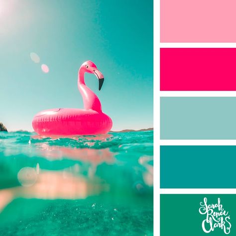 Teal and pink color palette // Summer Color Palettes // Click for more color schemes, mood boards and color combinations inspired by Summer at https://sarahrenaeclark.com #color #colorscheme #colorpalette Summer Color Palettes, Color Catalog, Tent Trailer, Color Schemes Colour Palettes, Summer Color Palette, Living Room Color Schemes, Kunst Inspiration, Color Palette Pink, Room Color Schemes