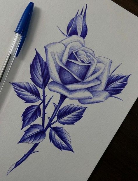 Pin by Jeremy Walters on Ballpoint Pen Arts | Floral tattoo design, Flower tattoo drawings, Tattoo art drawings Easy Pencil Drawings, Rose Drawing Tattoo, Pencil Drawings Of Flowers, Ballpoint Pen Art, Flower Tattoo Drawings, Pen Art Work, Pen Art Drawings, Rosen Tattoo, Flower Art Drawing