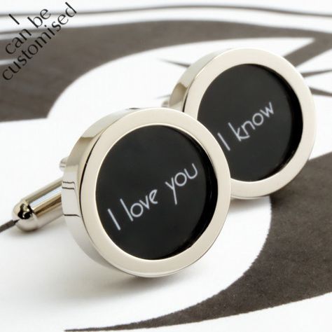 I Love You I Know Star Wars Cufflinks for Grooms by urbaneye, £22.99 Princess Leia And Han Solo, Solo Quote, Leia And Han, Beach Groom, Casual Groom Attire, Black Weddings, Star Wars Wedding Theme, Star Wars Wedding, Cufflink Box