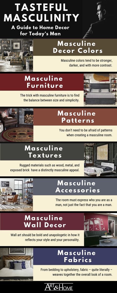 Masculine House Aesthetic, Dark Masculine Aesthetic Room, Bright Masculine Living Room, Bedroom Decor Man, Masculine Contemporary Bedroom, Single Male Home Decor, Masculine Farmhouse Decor, Mens Bedroom Ideas Masculine Interior Bachelor Pads, Masculine Kitchen Ideas Bachelor Pads