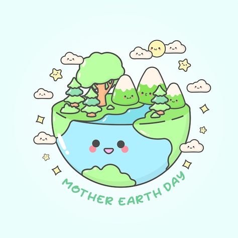 Cute Earth Drawings, Earth Doodle, Earth Day Illustration, Cute Facial Expressions, Yard Statues, Aesthetic Highlight Covers Instagram Pink, Earth Day Drawing, Cute Earth, Earth Drawings