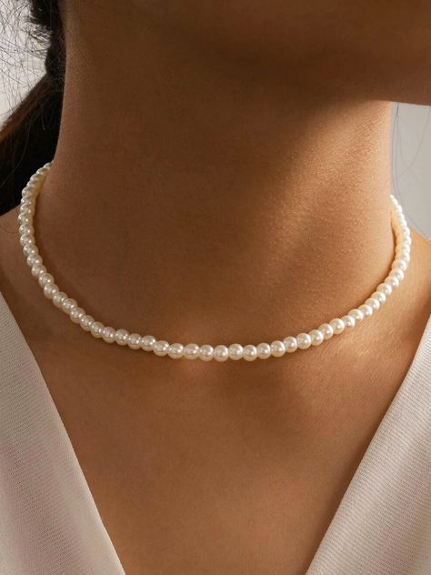 Details Composition: 100% Plastic Size Fit Fit Type: Regular Fit Length: 30-40CM; Pearl Size: 6mm Cm Inch Size Length One Size 30-37 One Size 11.8-14.6 Care Instructions This Jewelry Needs Extra Tlc. And Like All Precious Delicate Things, Please Avoid Contact With Water, Other Liquids And Metals So That It Won’T Lose It’s Color And Shimmer. Big Pearl Necklace, Pearl Necklace Wedding, Pearl Jewelry Wedding, Big Pearl, Mother Of Pearl Necklace, Pearl Choker Necklace, Necklace Online, Pearl Choker, Collar Jewelry