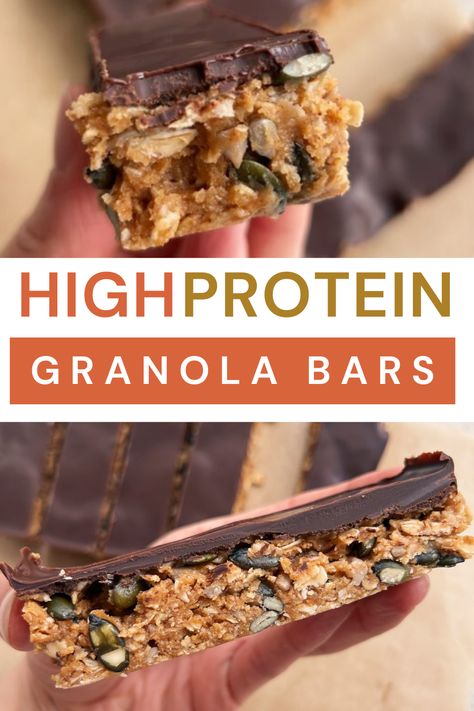 These granola bars are high in protein, with over 10 grams per serving.  They also pack a great nutritional punch - with lots of wonderful vitamins and minerals!  Great for a grab-and-go, easy but tasty protein hit while out and about!  Or, for meal prep! Low Cal Granola Bars, Low Calorie Protein Bar Recipe, Low Calorie Bars, High Protein Granola Bars, Low Calorie Granola Bars, Chocolate Rice Crispy Cakes, Low Calorie Protein Bars, Low Calorie Granola, Granola Calories