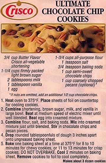 Crisco Chocolate Chip Cookies, Crisco Cookies, Oatmeal Chocolate Chip Cookie, Oatmeal Chocolate Chip Cookie Recipe, Crisco Recipes, Ultimate Chocolate Chip Cookie, Oatmeal Chocolate Chip, To Try, Chocolate Chip Cookie Recipe