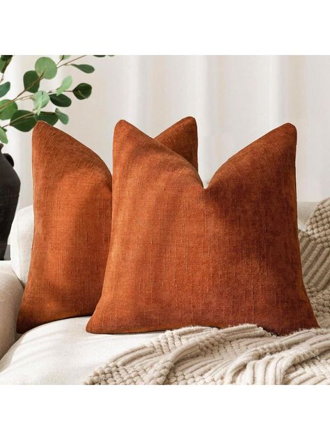 Luxury Soft Bohemian Style Snowflake No Filling Pillowcase, Ideal For Sofa, Bed, Car, Seat, Window Seat, Loveseat, Living Room, Bedroom, Floor, Bench, Office, Coffee Shop, Etc. Perfect As Gift Burnt Orange    Polyester Animal,Plain   All Seasons Decorative Pillows, Inserts, & Covers, size features are:Bust: ,Length: ,Sleeve Length: Burnt Orange House Decor, Grey And Rust Living Room Decor, Brown And Orange Living Room Ideas, Beige And Orange Living Room, Living Room Decor Burnt Orange, Burnt Orange Bedroom, Burnt Orange Living Room, Seat Window, Beige Couch