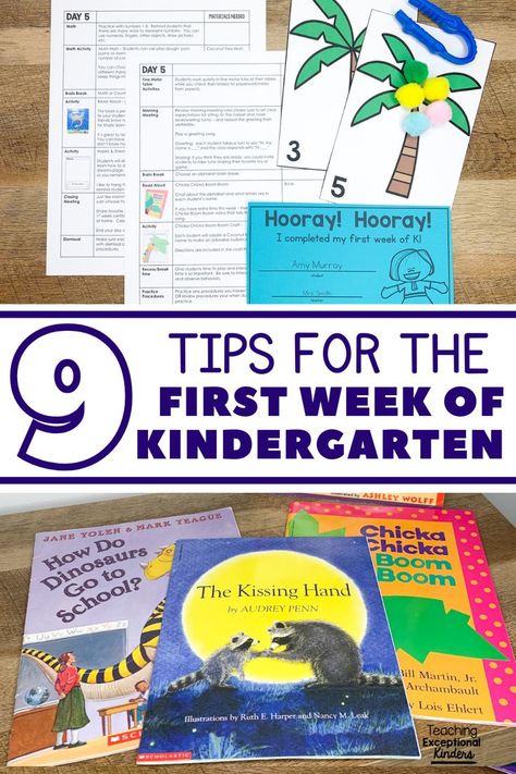 Books and printables for the first week of school First Day Of Kindergarten Lesson Plans, First Week In Kindergarten, First Week Activities Kindergarten, First Day Of School Activities For Kindergarten, Beginning Of The Year Kindergarten Activities, First Week Of Kindergarten Lesson Plans, Beginning Of Kindergarten Activities, First Week Of School Activities Prek, Kindergarten First Week Of School Ideas