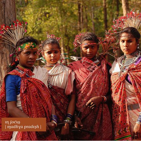 Madhya Pradesh has so much to offer apart from a deeply rooted heritage. The state is also known for a strong tribal culture with 46 recognized Scheduled Tribes. Madhya Pradesh ranks highest with its large population of indigenous people including tribes like the Gond, Bhil, Baiga, Korku, Bhadia, Kaul, Malto and Sahariya. A number of these tribal communities occupy the slopes of the region's mountains, bounded by the Narmada and Godavari rivers. #theindiacrafthouse #madhyapradesh #travellocal Madhya Pradesh Traditional Dress, Tribes In India, Indian People, India Culture, Indian Tribes, Indigenous Culture, Madhya Pradesh, Cultural Diversity, People Dress