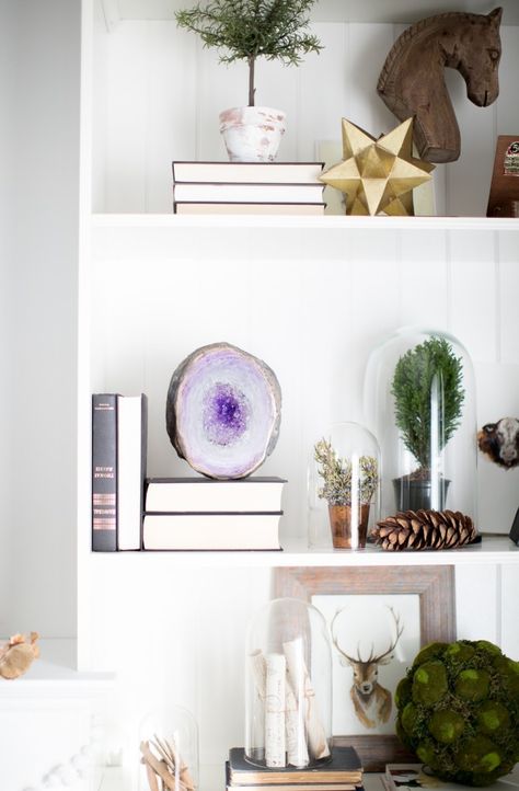 DIY Faux Amethyst Geode via Craftberry Bush Amethyst Decor, Styling Bookshelves, Geode Decor, Teenager's Room, Amethyst Geode, Shelf Styling, Crystal Decor, Book Shelf, Diy Inspiration