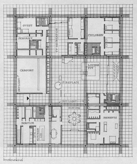 Miller House, Columbus OH (1953-57) | Eero Saarinen Eero Saarinen Architecture, Robert Mallet Stevens, Miller House, Columbus Indiana, Piscina Interior, Miller Homes, Walter Gropius, Eero Saarinen, Alvar Aalto