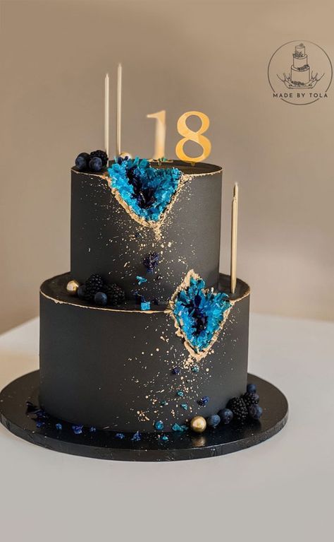 Black and Blue Geode Cake, 18th Birthday Cake, 18th Birthday Cake Ideas, Elegant 18th Birthday Cakes, Simple 18th Birthday Cake Designs, simple 18th birthday cake for girl, simple 18th Birthday Cake boys, 18th Birthday Cake Chocolate Black And Blue Cake Ideas Birthdays, Birthday Cakes For 18th Birthday Boy, Cake Design For 18th Birthday, 18th Birthday Cake Men, 18th Birthday Boy Cake, Cool Birthday Cakes For Men Guys, Black And Blue Birthday Cake, 15 Birthday Cake Boy, 18th Birthday Cakes For Boys