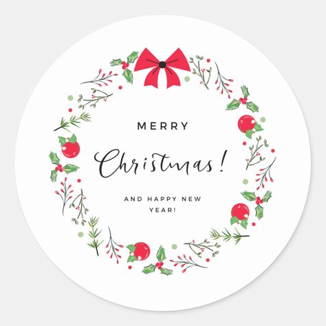 Merry Christmas Classic Round Sticker Gift Label Ideas, Christmas Logo Design, Merry Christmas Logo, Christmas Stickers Printable, Xmas Stickers, Merry Christmas Tag, Merry Christmas Sticker, Merry Christmas Stickers, New Years Eve Invitations